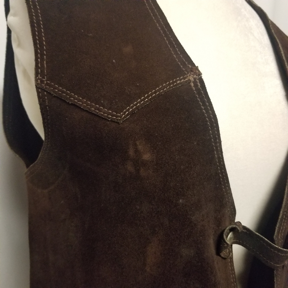 Vintage 70s Handmade Western Boho‎ Cowgirl Brown Suede Leather Snap Vest Md - Picture 8 of 10